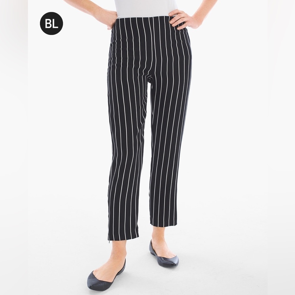 Chicos black label pinstripe cropped pants